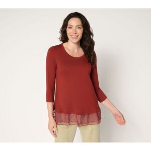 Gymwrap Women's Top Sz L Sleeve Mesh Hem Red A704053